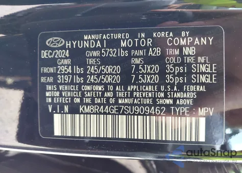 2025 Hyundai Palisade Sel Premium из США, поврежденный, VIN KM8R44GE7SU909462